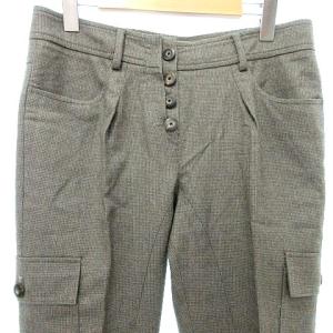 BRUNELLO CUCINELLI GUNEX カーゴパンツ スリム スラックス ウール チェック ボタンフライ 40 M 茶 ブラウン IBO33 A0118