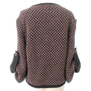 FENDI ローゲージ ニット カーディガン ベルスリーブ コットン カシシル 40 M 茶 ブラウン 黒 IBO33 A0117