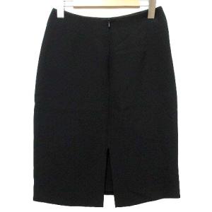 GIORGIO ARMANI 近年 シルク スカート ひざ丈 無地 セミタイト ビジネス カジュアル フォーマル イタリア製 国内正規 38 Mサイズ 黒