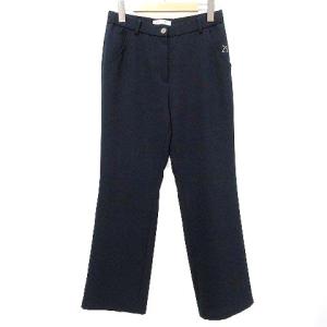 LEONARD SPORT 近年 スラックス ゴルフパンツ ラインストーン ストレッチ 薄手 スポーツ カジュアル 40 紺 ネイビー IBO33