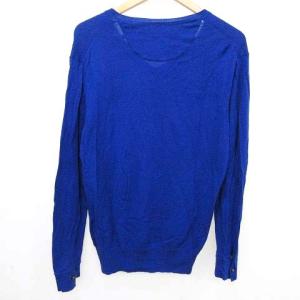 BURBERRY BLACK LABEL ニット セーター Vネック 長袖 トップス ポニー ロゴ刺繍 2 Mサイズ相当 青 ブルー 国内正規 IBO33