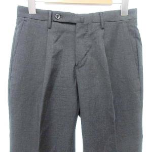 INCOTEX 1T0031 ワンプリーツ スラックス パンツ icegab スリムフィット 42 M チャコールグレー IBO33