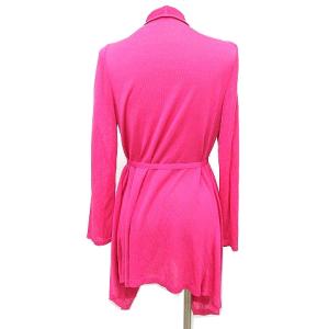 LEONARD FASHION 美品 カーディガン シルク ロング ガウン 羽織り 38 M ピンク IBO33