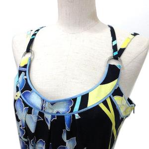 LEONARD FASHION 美品 キャミ ワンピース ロング ベルト 花柄 コットン L 紺 ネイビー IBO33