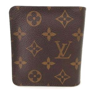 LOUIS VUITTON モノグラム コンパクトジップ 二つ折り 財布 M61667 レザー ブラウン