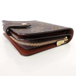 LOUIS VUITTON モノグラム コンパクトジップ 二つ折り 財布 M61667 レザー ブラウン