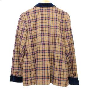 GIVENCHY 美品 スカート スーツ チェック柄 ベロア ラペル切替 ジャケット 総裏地 イタリア製 国内正規 42 大きいサイズ ベージュ