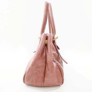 PRADA ハンドバッグ ショルダー 鞄 かばん レザー ロゴ ピンク RRR