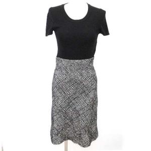 PAULE KA ニット ワンピース カーディガン セット ツイード ロングスカート トップス 36 Sサイズ相当 黒 ブラック RRR