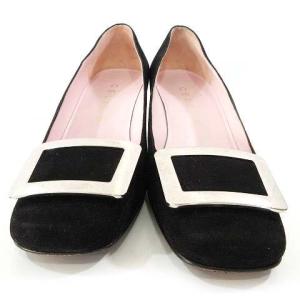 CELINE パンプス スエード ローヒール 37C 23.5?p相当 黒 ブラック イタリア製 U90