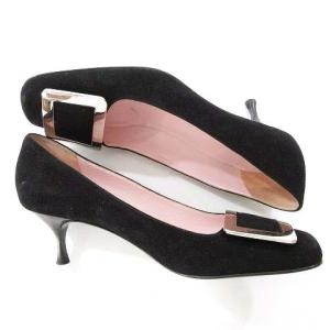 CELINE パンプス スエード ローヒール 37C 23.5?p相当 黒 ブラック イタリア製 U90