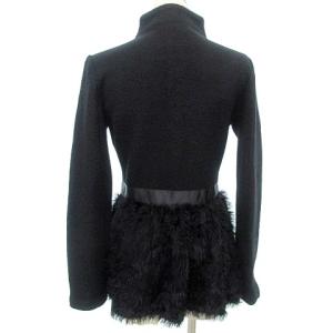 EMPORIO ARMANI 国内正規 コート ハイネック シャギーニット切替 アウター 38 ブラック