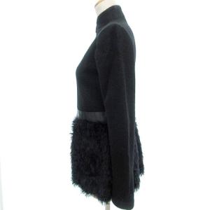 EMPORIO ARMANI 国内正規 コート ハイネック シャギーニット切替 アウター 38 ブラック