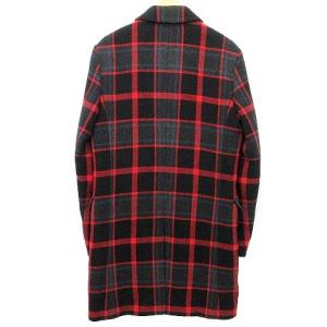 HUGO BOSS チェスターコート ロング チェック スリム ジャケット 国内正規 46 レッド