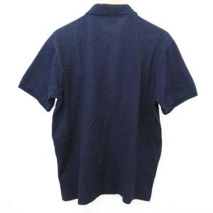 LACOSTE スリムフィット 近年 白ワニ ポロシャツ 半袖 カットソー トップス ロゴ L 紺 ネイビー IBO35