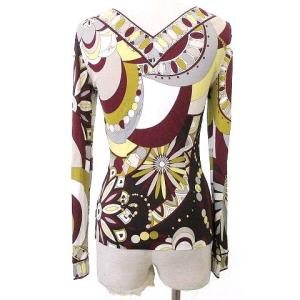 Emilio Pucci Vネック カットソー 長袖 ジュエリー柄 宝石 レーヨン トップス イタリア製 国内正規 40 マルチカラー IBO35