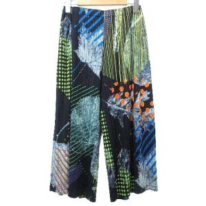 ワイドパンツ 落ち葉 ストライプ ドット S マルチカラー