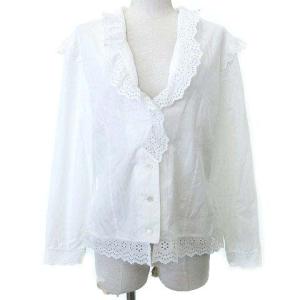 GIVENCHY フリル ブラウス 長袖 レース シャツ フランス製 国内正規 42 白 ホワイト IBO35