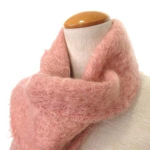 LOEWE 美品 モヘヤ マフラー ストール ロゴ刺繍 グラデーション フリンジ 国内正規 ピンク IBO35