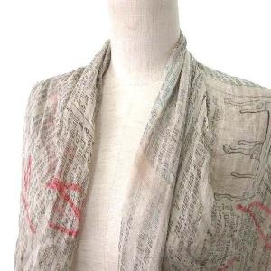 Faliero Sarti 美品 近年 大判 ストール 総柄 透け感 ウール カシミヤ混 茶 ブラウン IBO35 U90