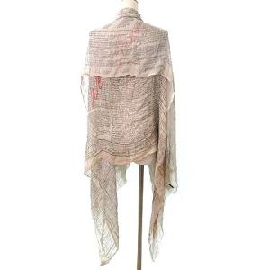 Faliero Sarti 美品 近年 大判 ストール 総柄 透け感 ウール カシミヤ混 茶 ブラウン IBO35 U90