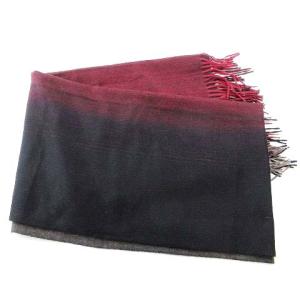 タグ付 カシミヤ 大判 ストール マフラー フリンジ グラデーション 黒 ブラック 赤 レッド IBO35