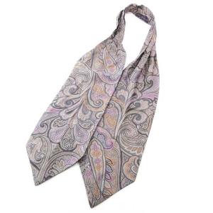 ETRO 近年 シルク スカーフ リボン ペイズリー柄 グレー系 IBO35