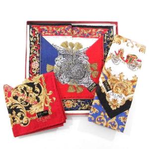 ハンカチ ハンカチーフ 3点セット 大判 小判 総柄 黒 ブラック 赤 レッド IBO35