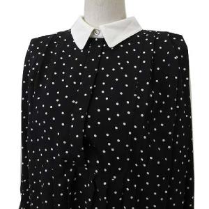 CELFORD 美品 20AW Aラインシャツプリーツ ワンピース ロング 比翼ボタン ドット柄 36 S 黒 ブラック U90