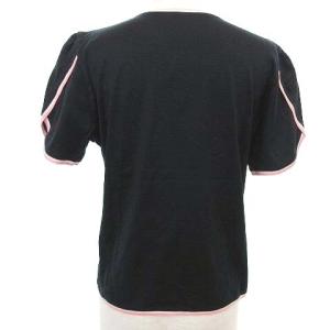 LEONARD 半袖 カットソー トップス リボン 花刺繍 M 黒 ブラック IBO35