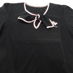 LEONARD 半袖 カットソー トップス リボン 花刺繍 M 黒 ブラック IBO35