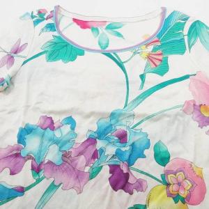 LEONARD Fashion 半袖 カットソー トップス 花柄 M 白 ホワイト 日本製 IBO35