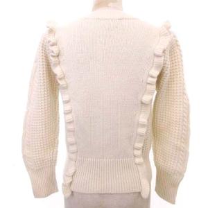 M'S GRACY 長袖 ニット セーター トップス ワッフル フリル 38 Mサイズ相当 白 ホワイト IBO35