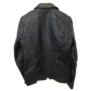 AKM ホースレザー トラッカージャケット ライダースジャケット シングル S 黒 ブラック IBO35 U90