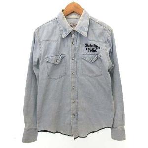 WACKO MARIA デニム ウエスタンシャツ 長袖 メキシカンスカル 刺繍 コットン M インディゴ 青 ブルー IBO35 U90