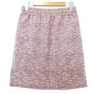 lucien pellat finet タグ付 ツイード スカート ミニ サイドライン ロゴ刺繍 国内正規 S 赤 レッド IBO35