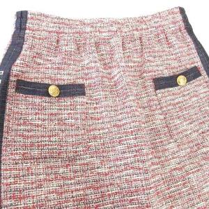 lucien pellat finet タグ付 ツイード スカート ミニ サイドライン ロゴ刺繍 国内正規 S 赤 レッド IBO35