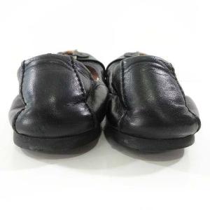 Salvatore Ferragamo バレエ シューズ フラットシューズ レザー 6D 23.0?p相当 黒 ブラック イタリア製 IBO35