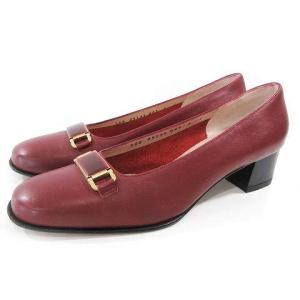 パンプス ガンチーニ ローヒール レザー 6C 23.0?p相当 赤 レッド イタリア製 IBO35