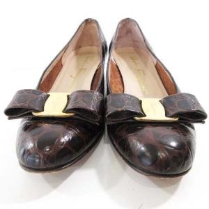 Salvatore Ferragamo パンプス VARA ヴァラ クロコ型押し レザー ローヒール 5 1