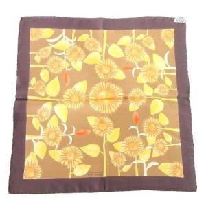 HERMES カレ45 ひまわり TOURNE SOLS シルク スカーフ プチカレ スクエア 正方形 フランス製 ベージュ系 U180