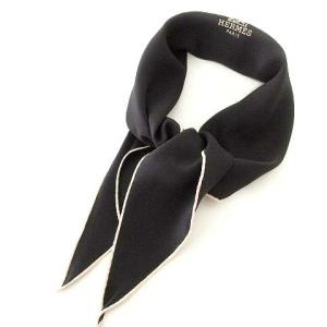 HERMES ロザンジュ PM シルク スカーフ ロゴ フランス製 ブラック