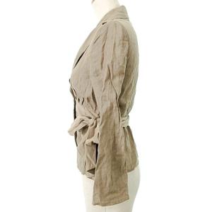 EMPORIO ARMANI 国内正規 ジャケット 1B ショート リネン シルク 36 S ベージュ IBO35 A0208