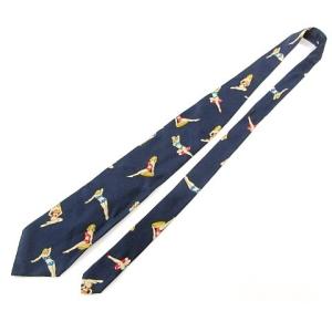 ETRO ネクタイ レギュラータイ シルク ガール 総柄 紺 ネイビー IBO35 A0208
