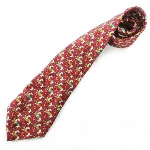 シルク ネクタイ ワイドタイ ドッグ柄 総柄 エンジ 赤 レッド イタリア製 IBO35