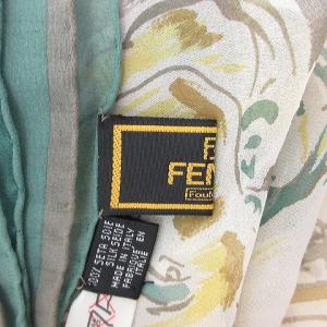 FENDI スカーフ 大判 総柄 シルク 緑 グリーン RRR U90