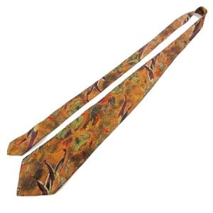 FENDI ネクタイ レギュラータイ シルク ボタニカル 茶系 ビジネス スーツ小物 IBO35 A0213