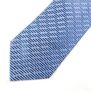 LANVIN タグ付き ネクタイ レギュラータイ シルク 総柄 青 ブルー フランス製 IBO35 A0213