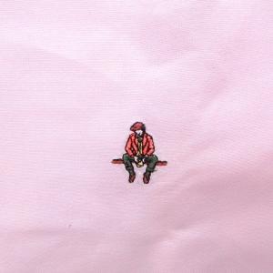 Paul Stuart ボタンダウン ワイシャツ 長袖 ワンポイント刺繍 M ピンク U90 A0216