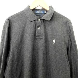 POLO RALPH LAUREN 国内正規 ポロシャツ 長袖 鹿の子 ホース刺繍 CUSTOM SLIM FIT LG チャコールグレー U90 A0217